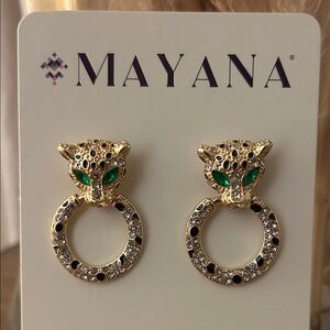 Gold and Black Leopard Hoop Earrings